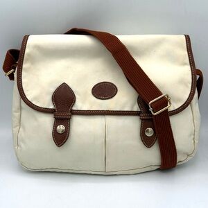 Vintage Longchamp Beige Nylon Leather Crossbody Y2K ✔️Authentic!